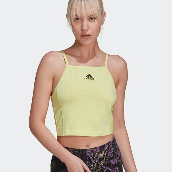 adidas Tops - Adidas Lime Green Cropped Athletic Top
